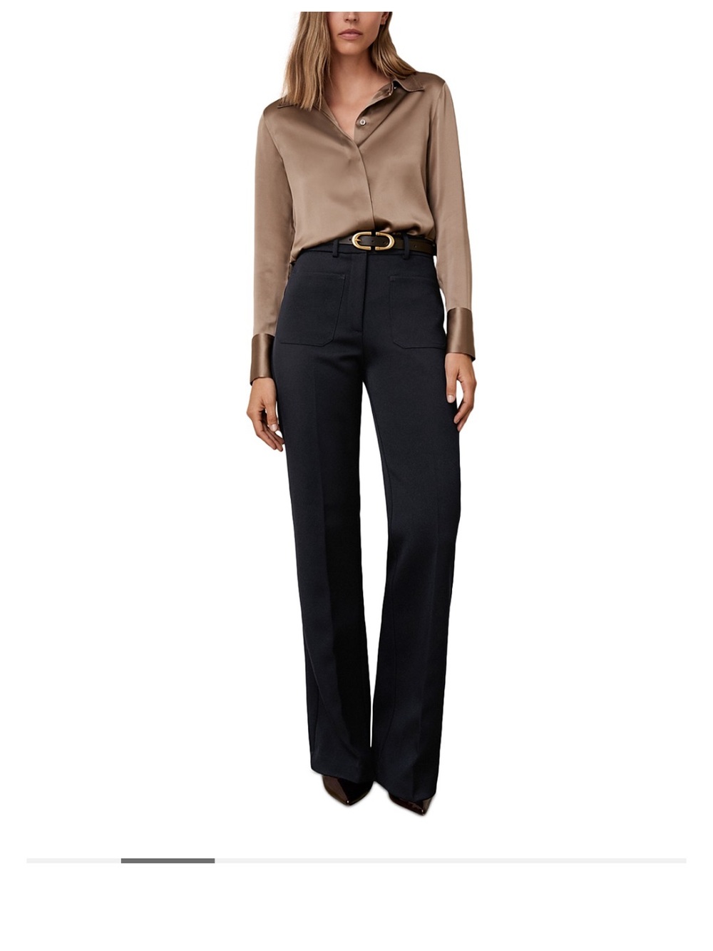 Reiss Black Boot-Cut Trousers with Patch Pockets
